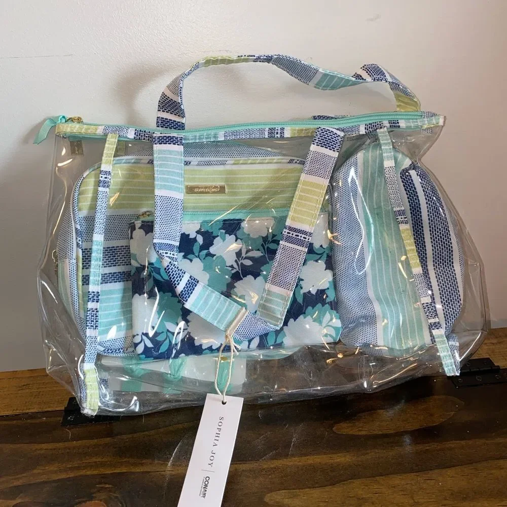 Sophia Joy Conair Striped Duffle 5 PC Set NWT